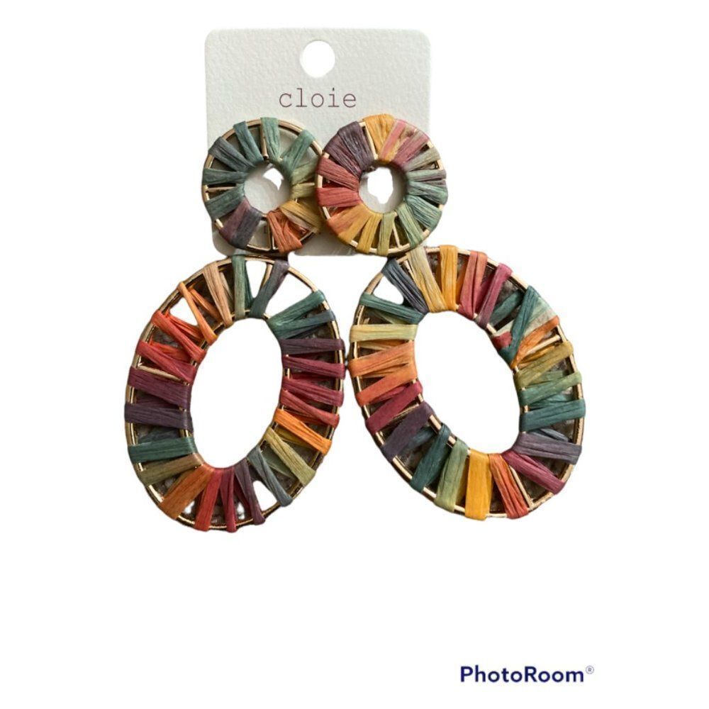 Cloie Womens Colorful Hoop Drop Earrings Fashion Statement Size OS